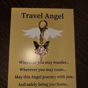 Travel Angel Gold Angel Charm with Rhinestones